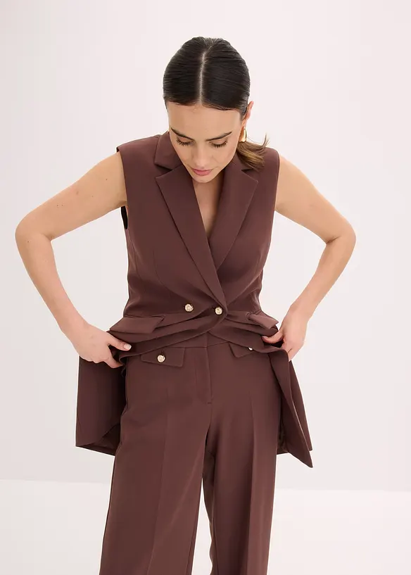 Lang vest i blazer-look, bonprix