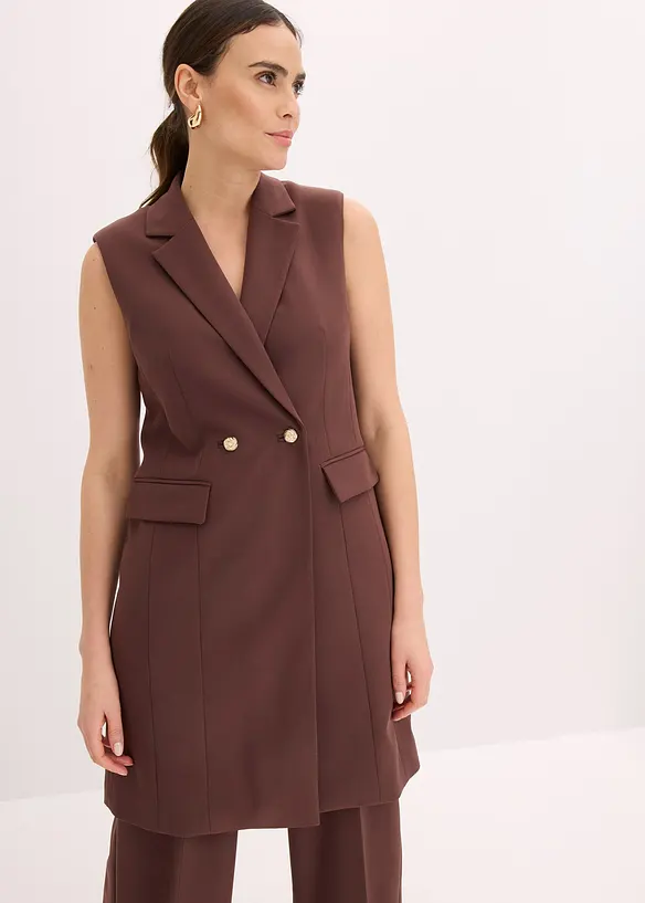 Lang vest i blazer-look, bonprix