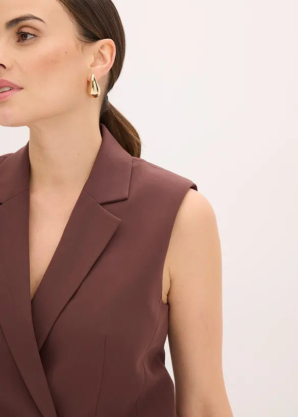Lang vest i blazer-look, bonprix