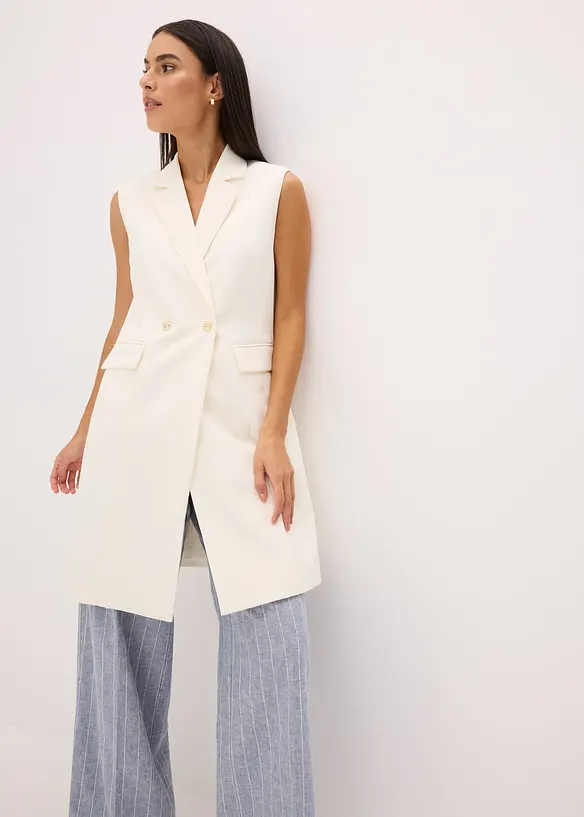 Lang vest i blazer-look, bonprix