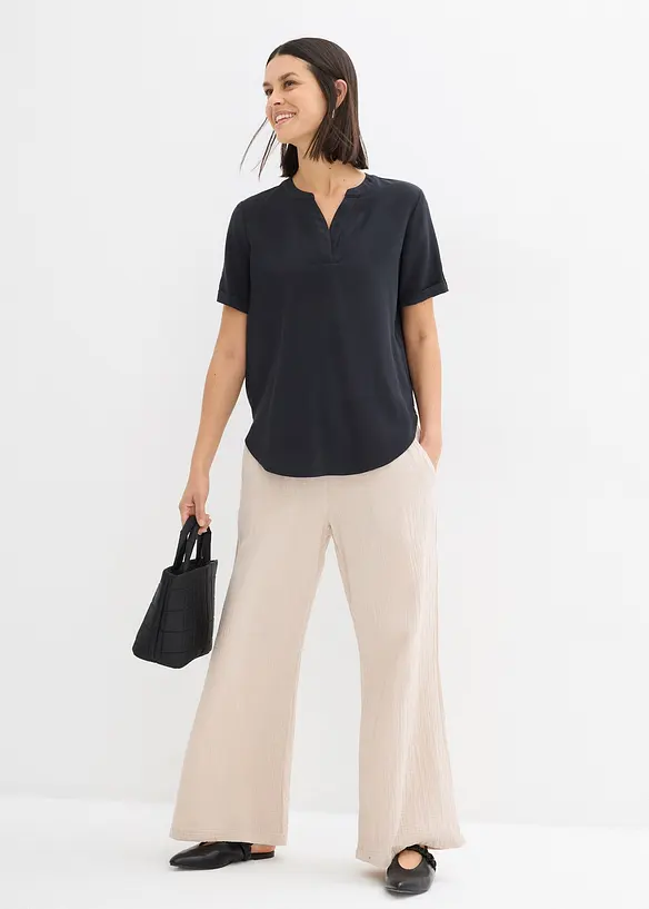 Kortermet bluse i fast viskosemiks, bonprix