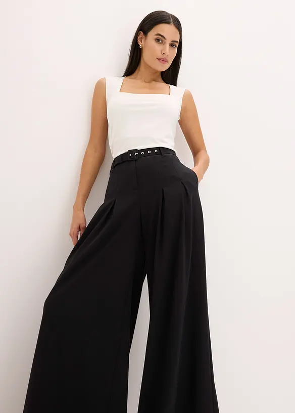 Bukse med legg og belte (2-delt sett), bonprix