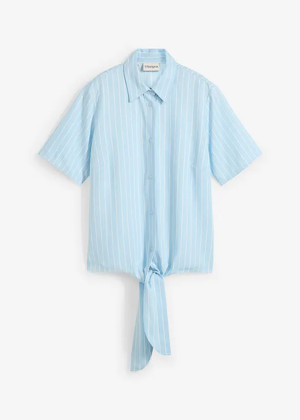 Kortermet bluse med knute-detalj og stripemønster, bonprix