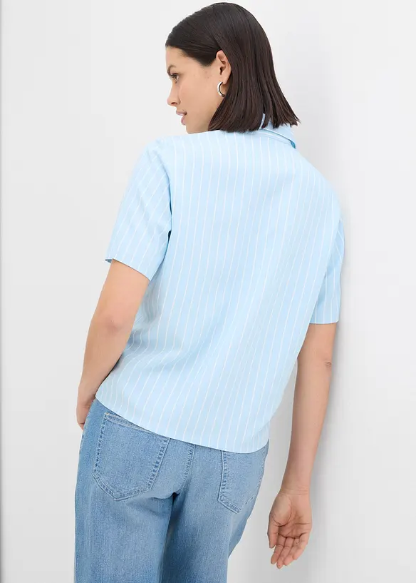 Kortermet bluse med knute-detalj og stripemønster, bonprix