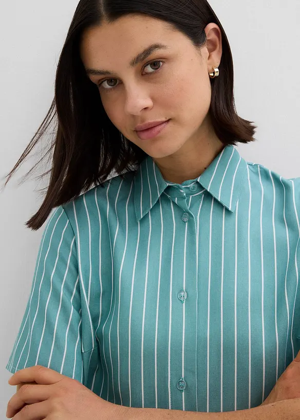 Kortermet bluse med knute-detalj og stripemønster, bonprix