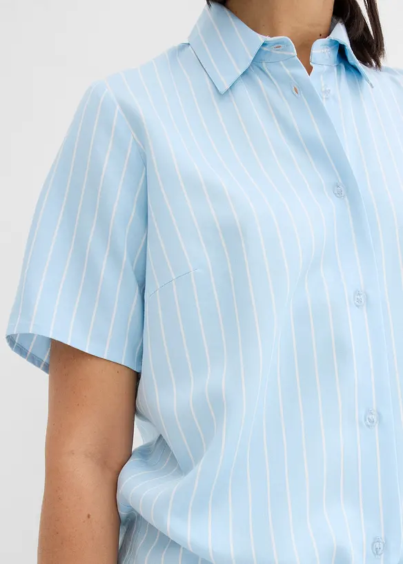 Kortermet bluse med knute-detalj og stripemønster, bonprix