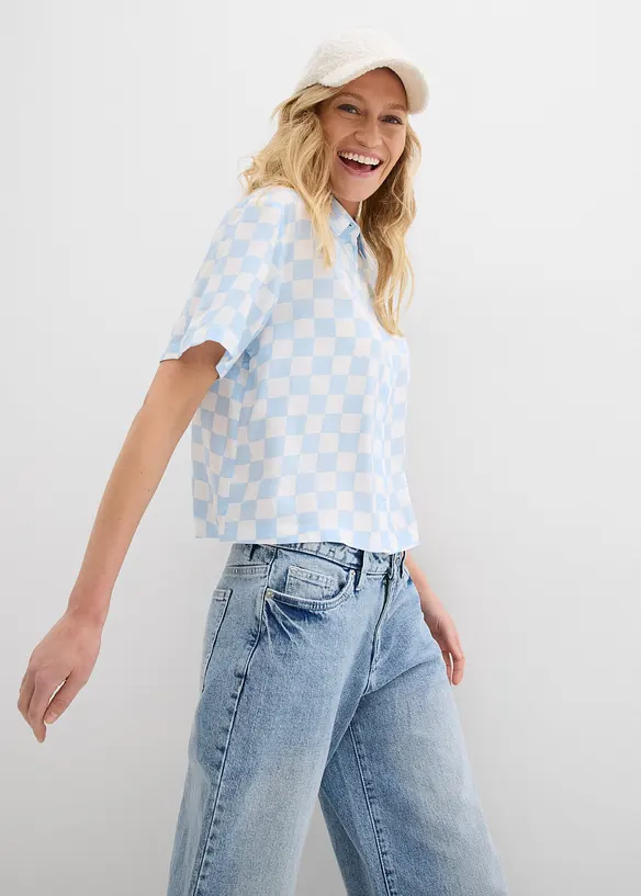 Kortermet bluse med rutemønster, bonprix