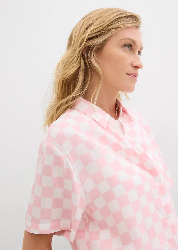 Kortermet bluse med rutemønster, bonprix