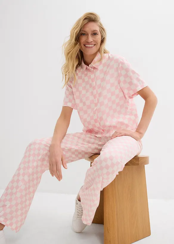Kortermet bluse med rutemønster, bonprix