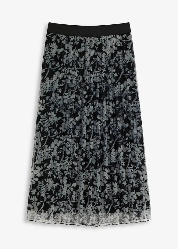 Plisséskjørt i jerseymesh, bonprix