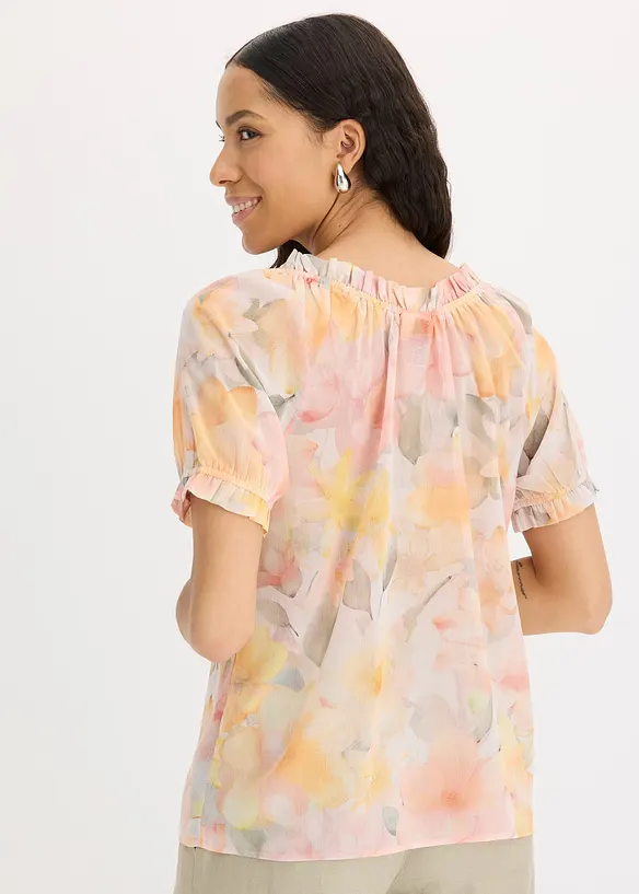 Chiffonbluse med vid utringning, bonprix
