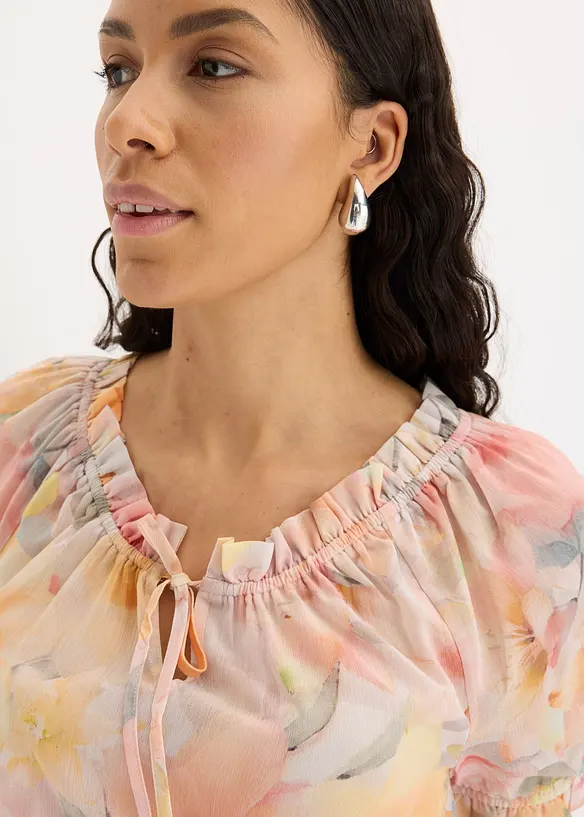 Chiffonbluse med vid utringning, bonprix