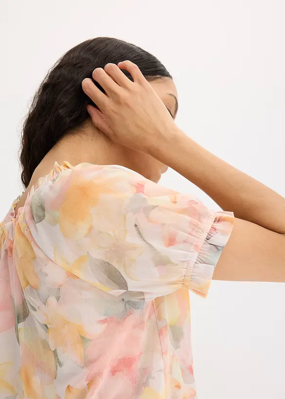 Chiffonbluse med vid utringning, bonprix