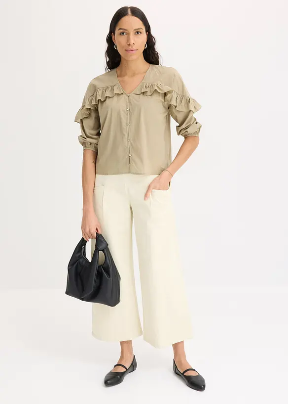 Bluse i lett materiale med volanger, bonprix