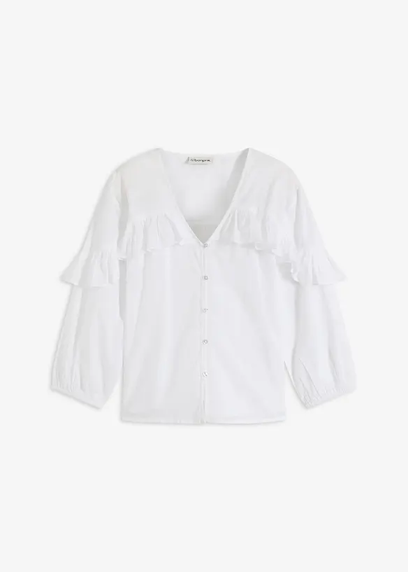 Bluse i lett materiale med volanger, bonprix
