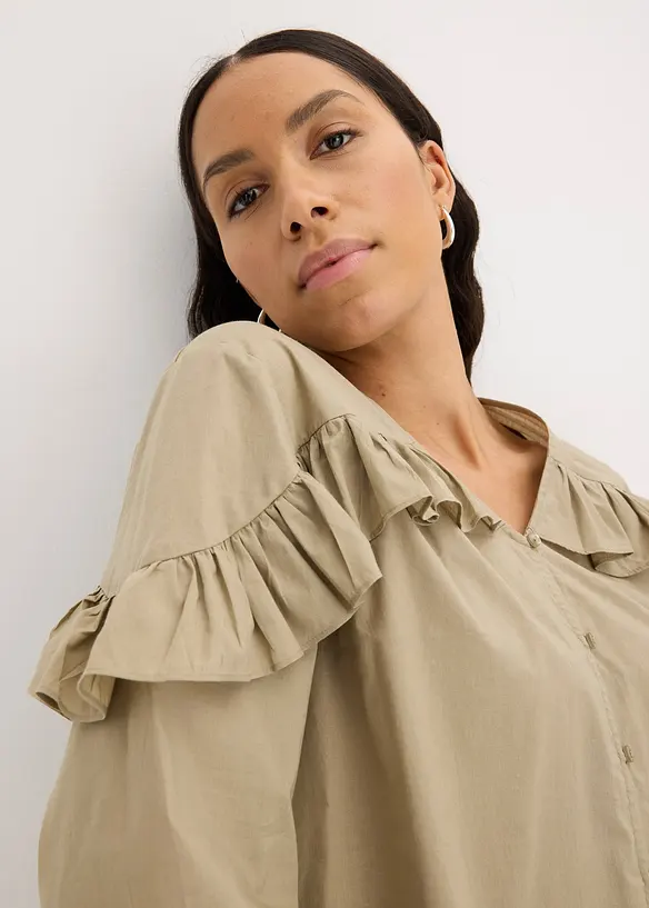 Bluse i lett materiale med volanger, bonprix