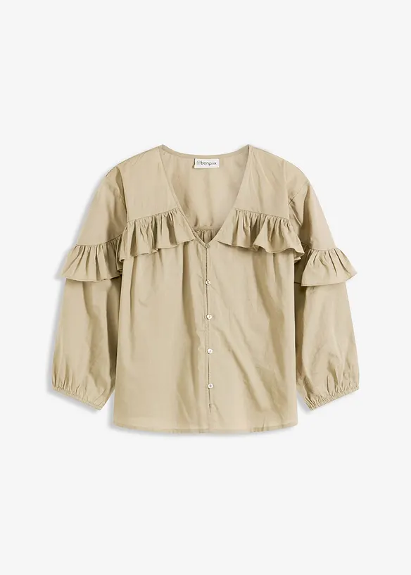 Bluse i lett materiale med volanger, bonprix