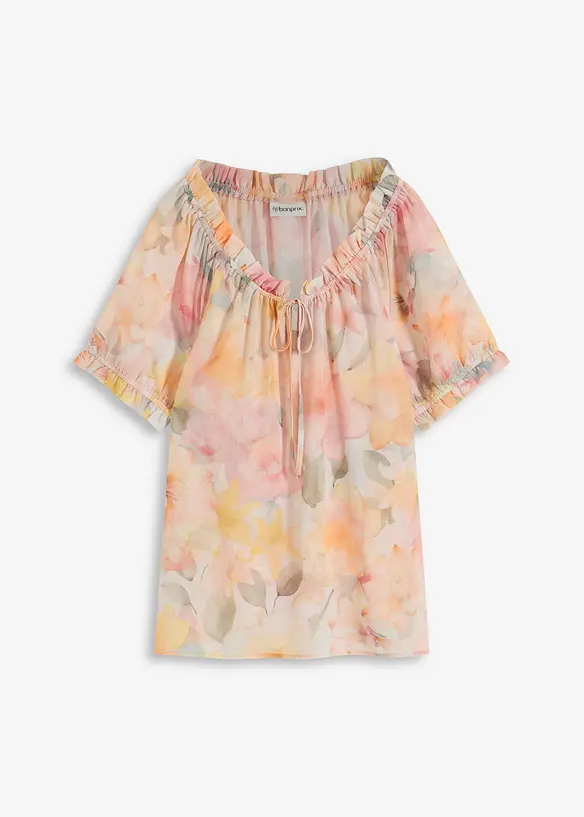 Chiffonbluse med vid utringning, bonprix