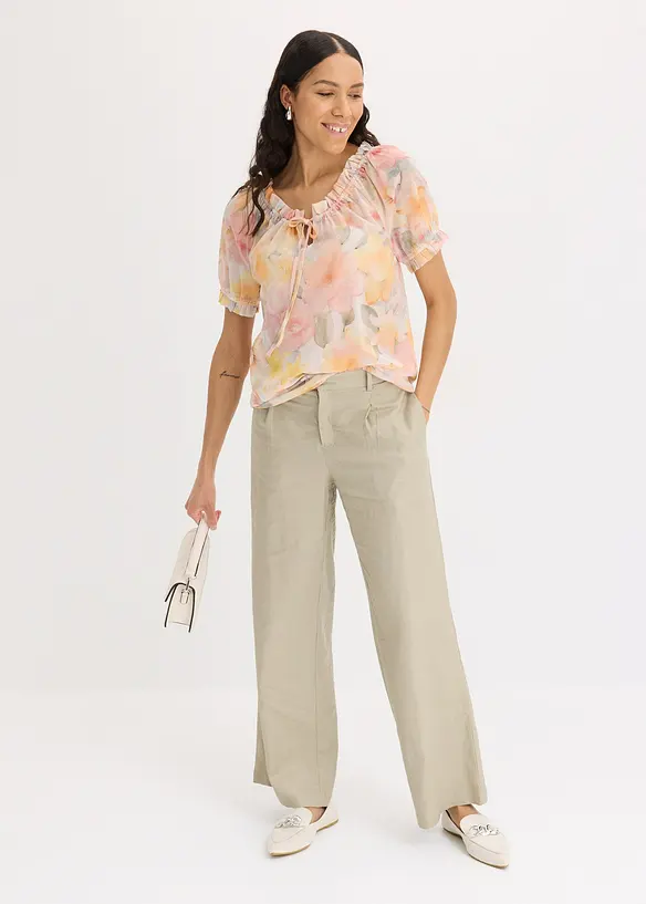 Chiffonbluse med vid utringning, bonprix