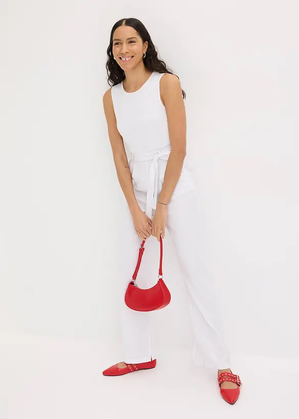 Jumpsuit i jersey-linmiks, bonprix