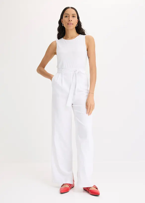 Jumpsuit i jersey-linmiks, bonprix