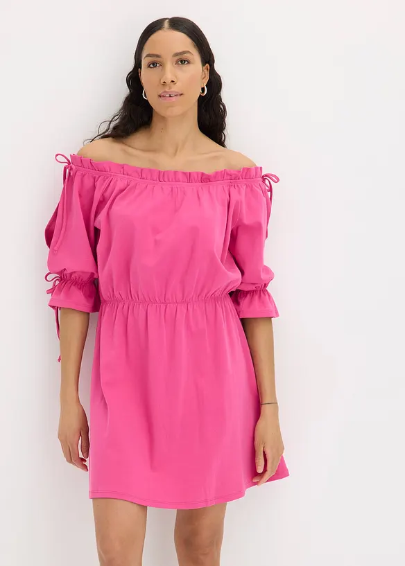 Jerseykjole med carmenutringning, bonprix