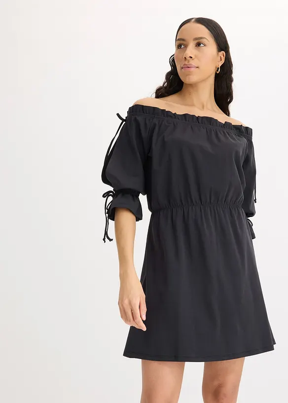 Jerseykjole med carmenutringning, bonprix