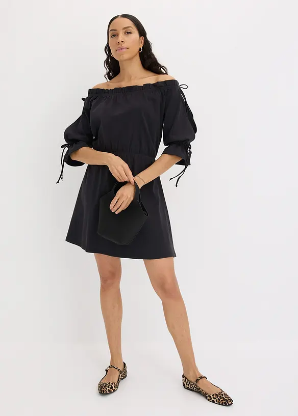Jerseykjole med carmenutringning, bonprix