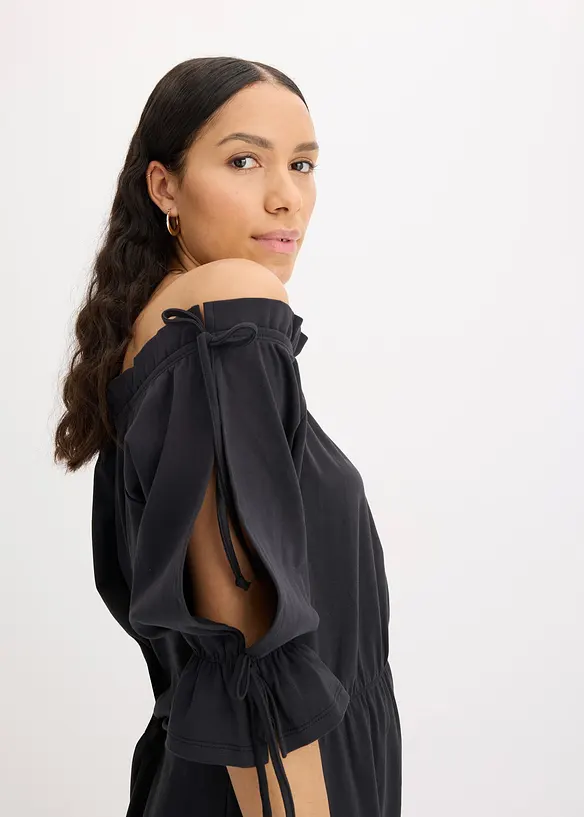Jerseykjole med carmenutringning, bonprix