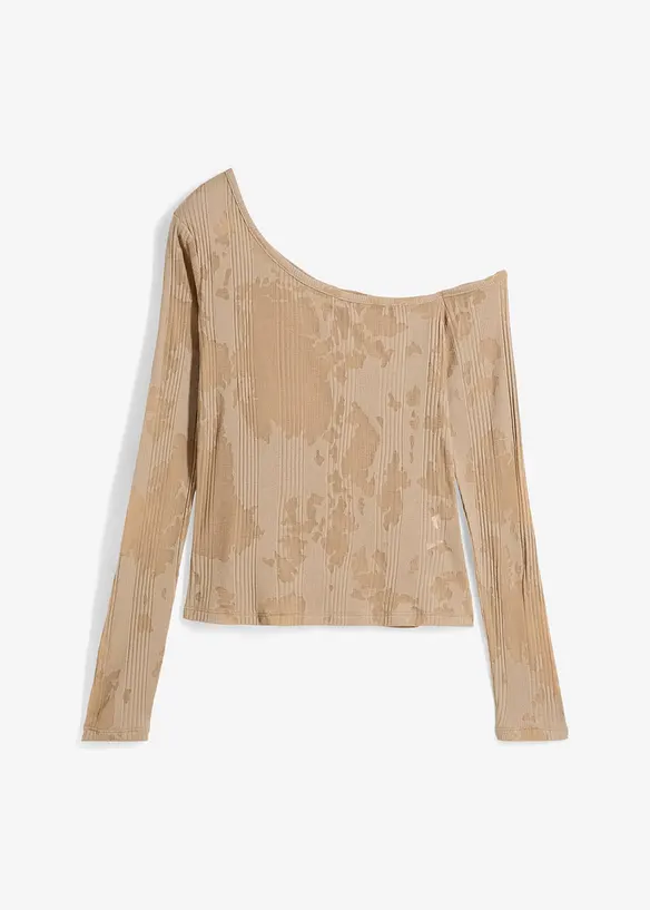 Off shoulder-topp med etset mønster, bonprix