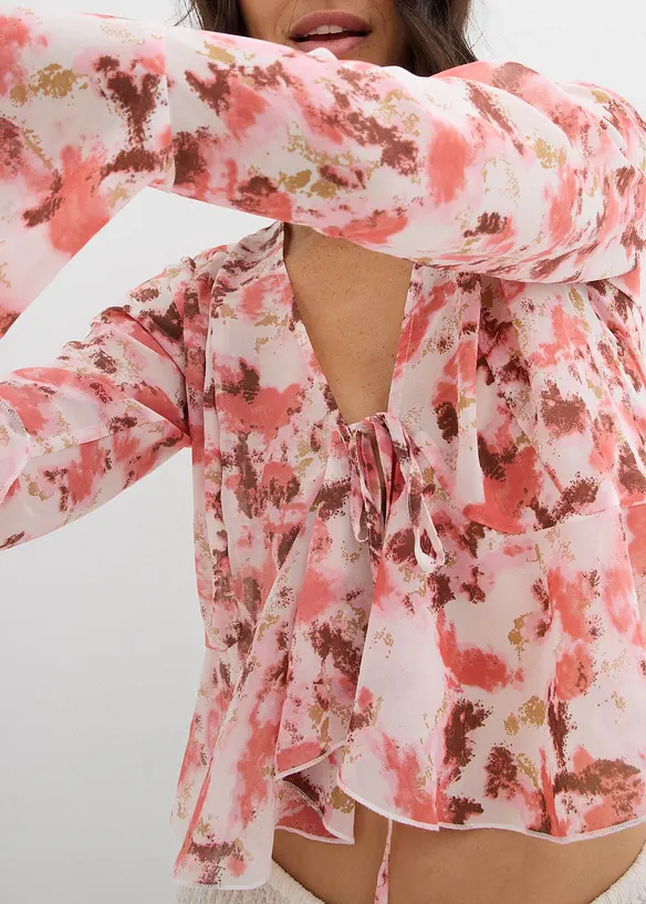 Chiffonbluse med volanger, bonprix