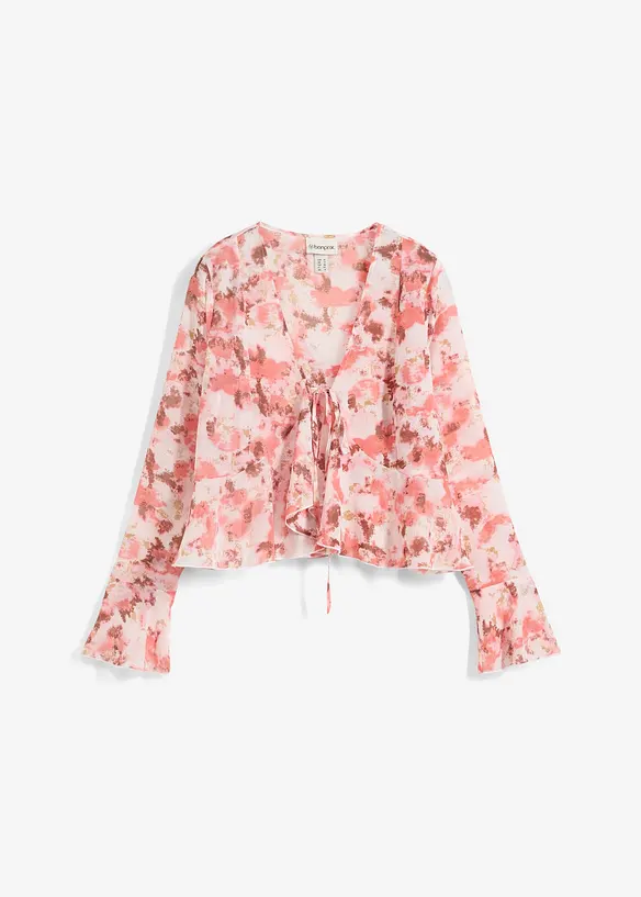 Chiffonbluse med volanger, bonprix