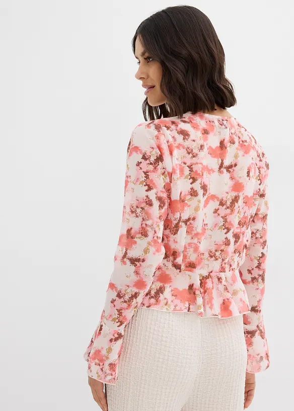 Chiffonbluse med volanger, bonprix