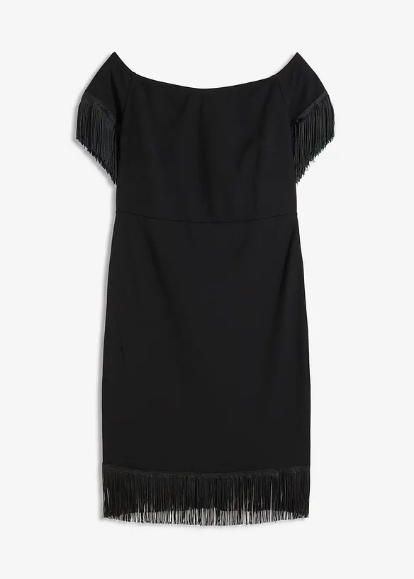 Jerseykjole med frynser, bonprix