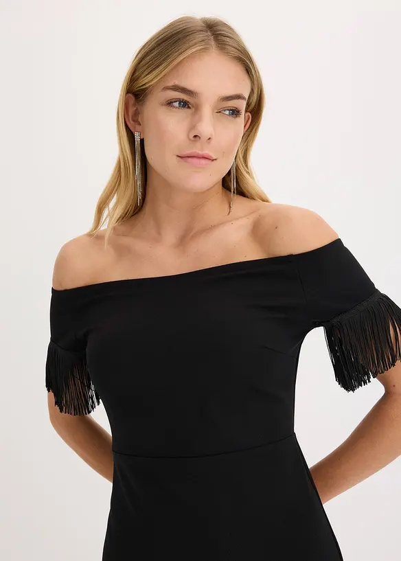 Jerseykjole med frynser, bonprix