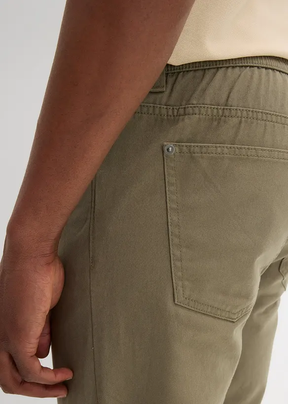 Regular Fit pull on-bukse i 100% bomull, Straight, bonprix