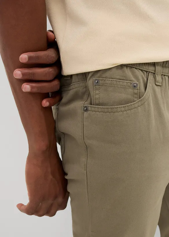 Regular Fit pull on-bukse i 100% bomull, Straight, bonprix
