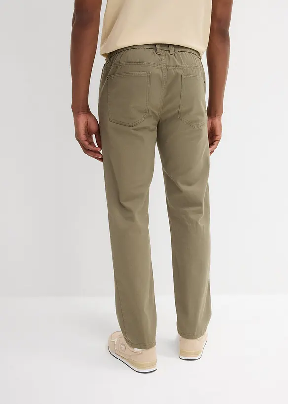Regular Fit pull on-bukse i 100% bomull, Straight, bonprix