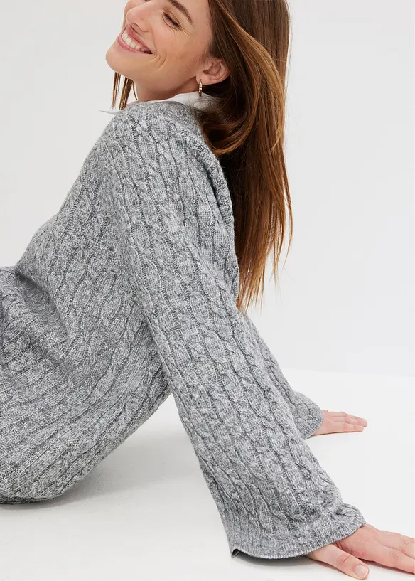 Oversized genser med flettemønster, bonprix