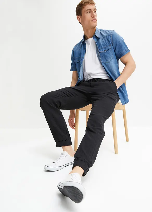 Regular Fit slip-on-bukse i 100% bomull, Tapered, bonprix