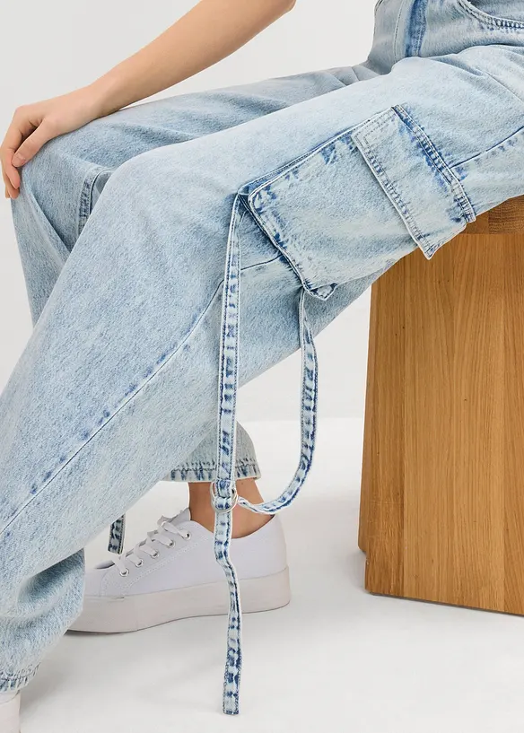 Cargo-jeans Mid Waist, Low Stretch Full Length, bonprix