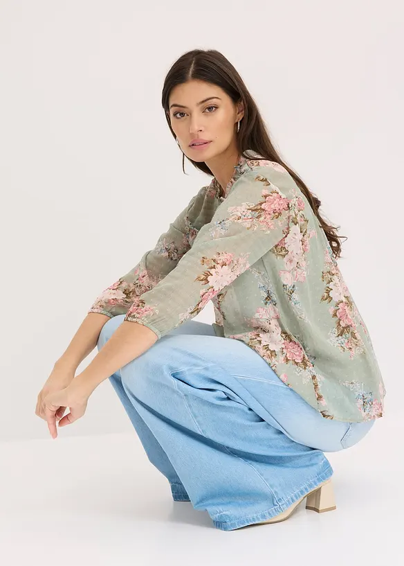 Tunika i mønstret chiffon, bonprix
