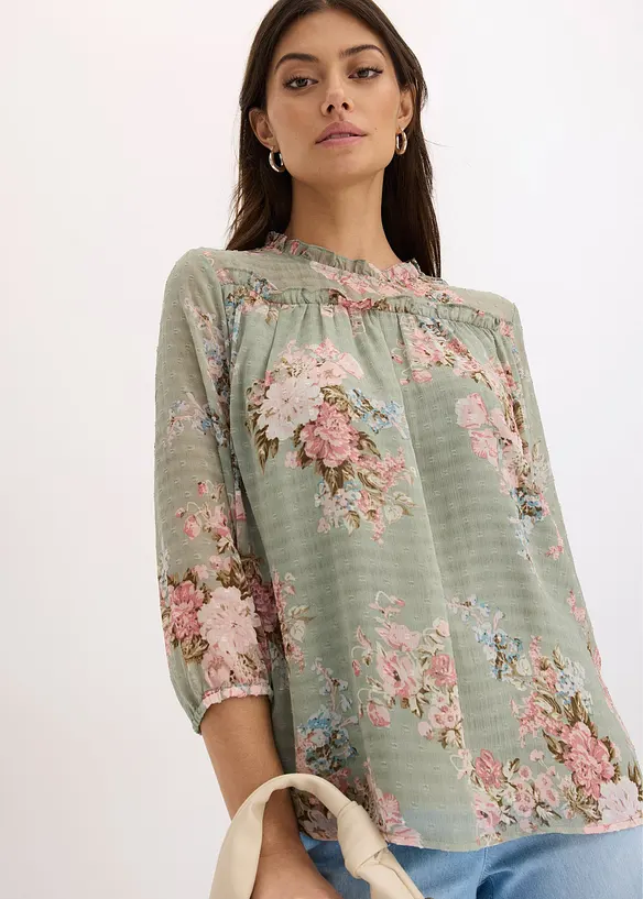 Tunika i mønstret chiffon, bonprix