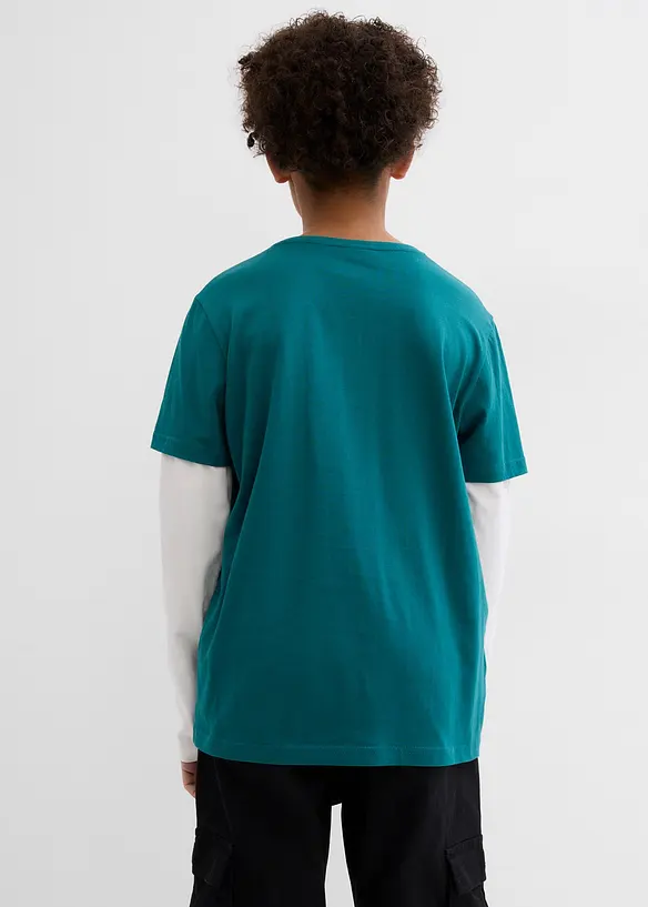 Langermet 2-i-1-topp i 100% &oslash;kologisk bomull, bonprix