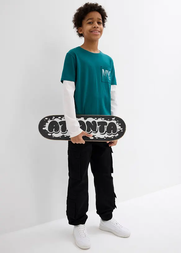 Langermet 2-i-1-topp i 100% &oslash;kologisk bomull, bonprix