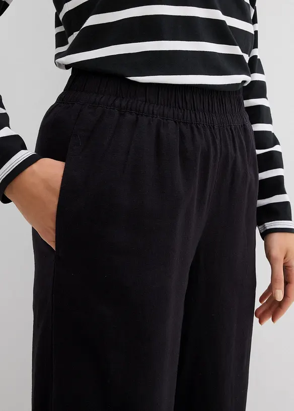 Slip on-bukse med lin, 7/8-lengde, bonprix