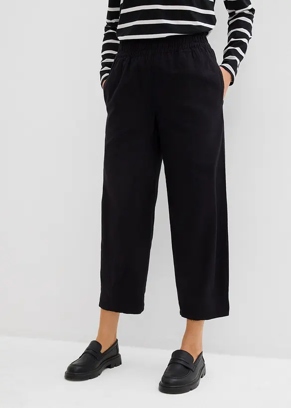 Slip on-bukse med lin, 7/8-lengde, bonprix