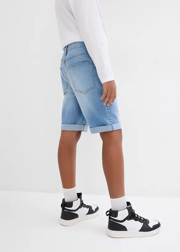 Bermudashorts i denim med stretch og regulerbar linning, Slim Fit, bonprix