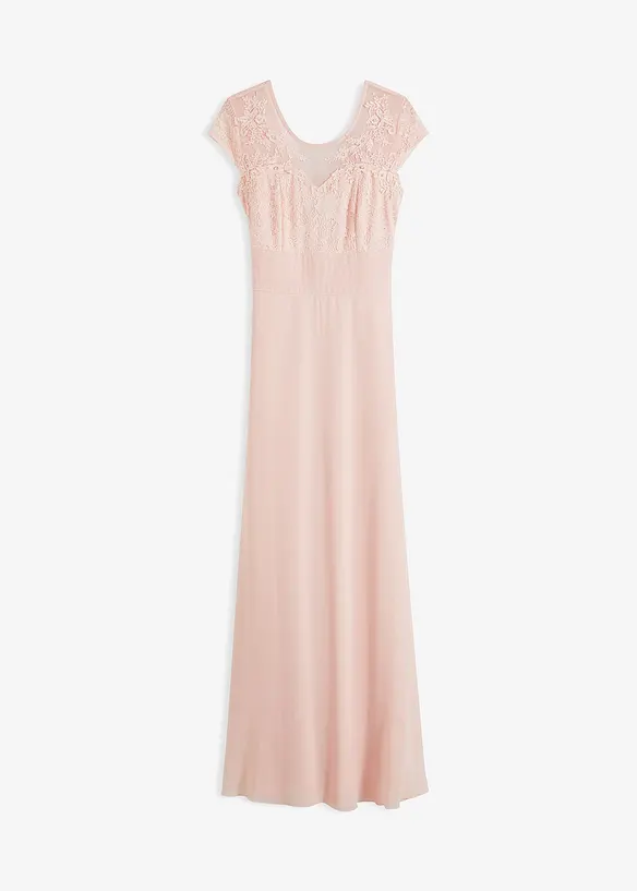 Chiffonkjole med blonder og knytedetalj, bonprix