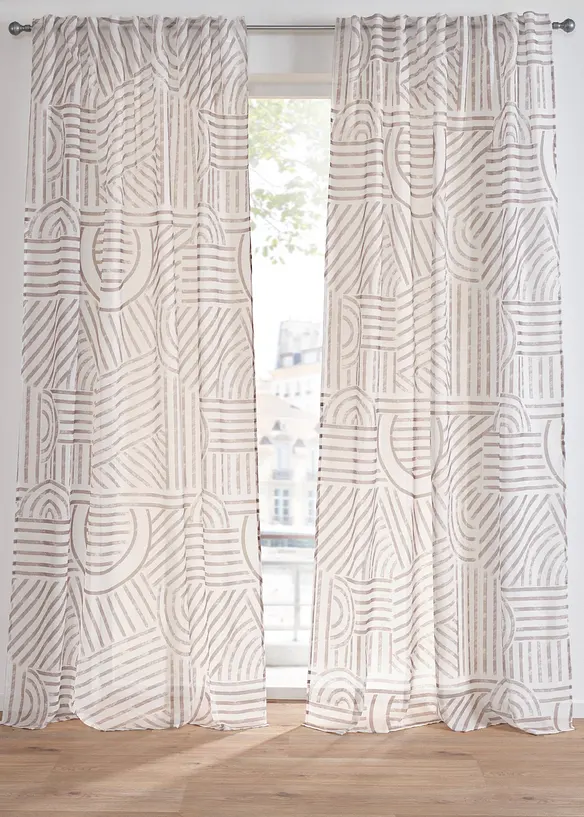 Gardin med grafisk trykk (1-pack), bonprix